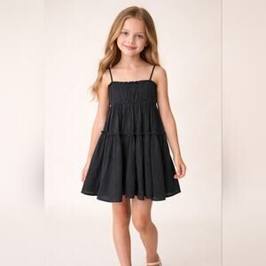 Molly Bracken Black Strapy Dress With Ruffled Tiers Sz 8 Y #1910